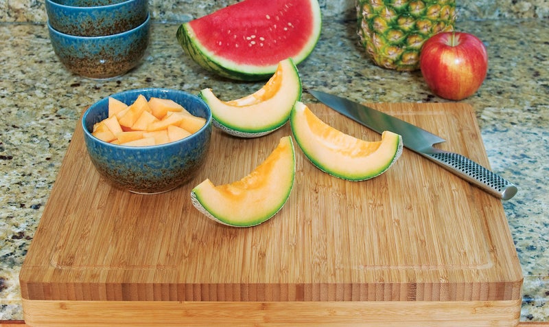 Lipper International Bamboo Wood Over-the-Counter-Edge Kitchen Cutting and Serving Board, 17-5/8" x 13-7/8" x 2" - Image 1